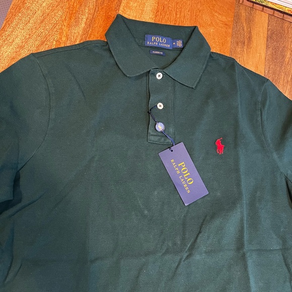 Dark Green Red Horse Polo Ralph Lauren Classic Fit Shirt Size M - Picture 3 of 4